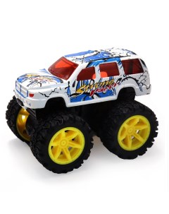 Машинка белая die cast джип с желтыми колесами и краш эффектом 14 5 см Funky toys