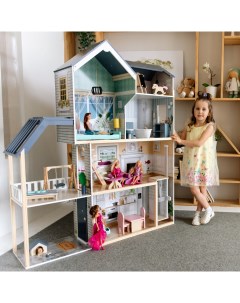 Деревянный кукольный домик Мэделин Авенью с мебелью 28 предметов Paremo