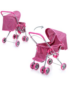 Прогулочная коляска для кукол складной металлический каркас розовый 9324 Melobo