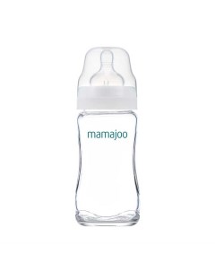 Бутылочка для кормления стеклянная антиколиковая 0 Glass Feeding Bottle 240 мл Mamajoo