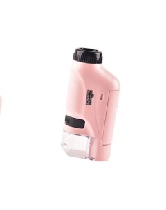 Ручной детский микроскоп с подсветкой образцами и батарейками розовый 3152 Box69