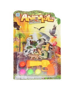 Игрушка Охотник с набором животных мягкими пулями и шариками на листе Oubaoloon