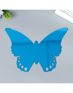 Наклейка интерьерная зеркальная Бабочка ажурная синяя 21х15 см Nobrand