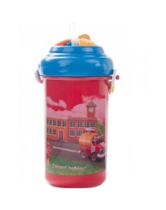 Поильник спортивный с крышкой и трубочкой 400 мл 12 Vehicles цвет красный Canpol babies