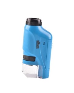 Ручной детский микроскоп с подсветкой образцами и батарейками синий 3151 Box69