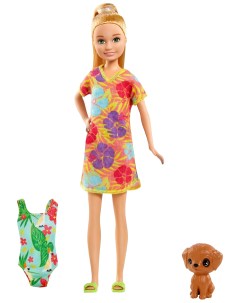 Кукла Mattel Стейси рыжеволосая в платье с питомцем и аксессуарами GRT89 Barbie