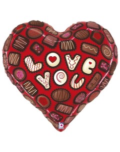 Шар фольгированный 23 Люблю Тебя шоколадное сердце Grabo