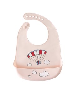 Нагрудник для кормления новорожденных с карманом силиконовый 31х23см розовый Baby nice