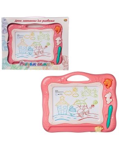 Доска магнитная для рисования Abtoys Рисуем сами в коробке с аксессуарами розовая Junfa toys