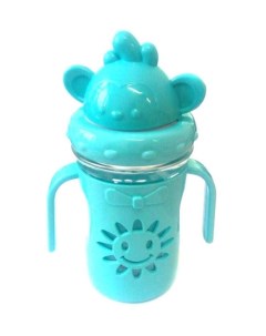 Детская бутылочка поильник с трубочкой Солнышко цвет голубой 300 мл Markethot