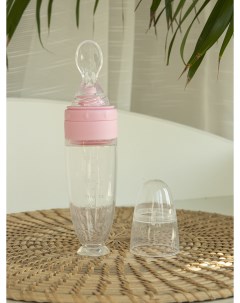 Детская бутылочка Бутылочка с ложкой прозрачный розовый Baby nice