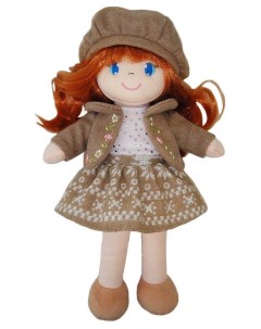Кукла мягконабивная в коричневом беретте и фетровом костюме 36 см Abtoys
