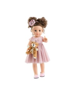 Кукла Soy Tu Ани в розовом платье с плюшевым мишкой 42 см Paola reina