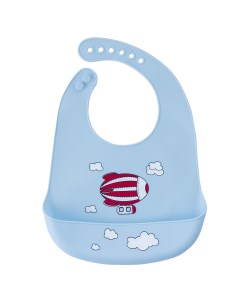 Нагрудник для кормления новорожденных с карманом силиконовый 31х23см голубой Baby nice