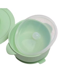 Тарелка для кормления малышей на присоске силиконовая с крышкой зеленый Baby nice