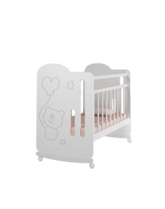 Кровать детская Sweet Bear колесо качалка белый 1200х600 Вдк