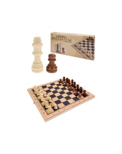Шахматы деревянные 29х14 5х3 см фигуры дерево в коробке Арт ИН 4132 Рыжий кот