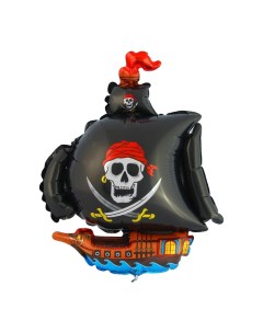 Шар фольгированный 30 Корабль пиратский цвет чёрный 1268103 Flexmetal