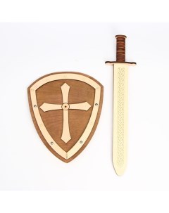 Деревянное игрушечное оружие Щит и меч 24x44 5x5 6 см 6978692 Altair