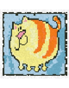 Алмазная мозаика Толстый полосатый кот 15х15 см квадратные стразы Яркие грани