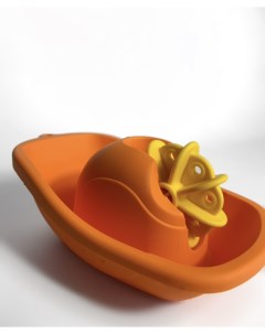 Игрушка для купания катерок из мягкого пластика с вертушкой оранжевый Биплант