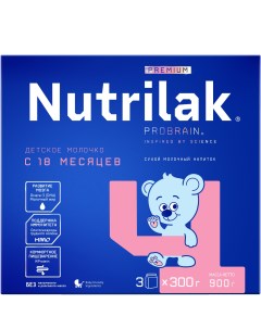 Детская смесь Premium 4 Детское молочко молочная сухая с 18 месяцев 900 г Nutrilak