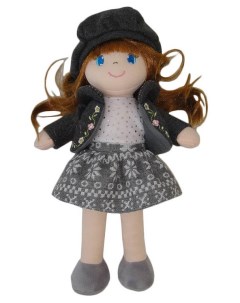 Кукла мягконабивная в серой шапочке и фетровом костюме 36 см Abtoys