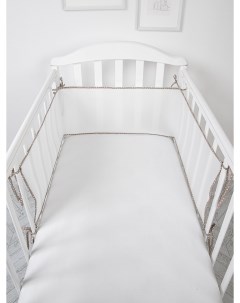 Бортик сетка защитный в кроватку для новорожденных 180х30 см белый бежевый Baby nice