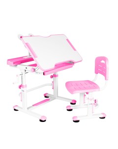 Комплект Litra детская парта стул выдвижной ящик и подставка белый розовый Anatomica
