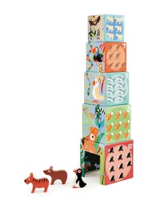 Кубики Башня Животные мира С фигурками Scratch