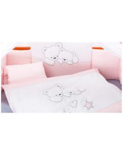 Комплект постельного белья Sweet Bears 6 предметов цвет розовый полоска Lepre