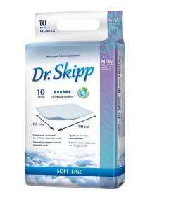 Пеленки гигиенические супервпитывающие одноразовые Dr Skipp 60x90 10 шт Dr.skipp