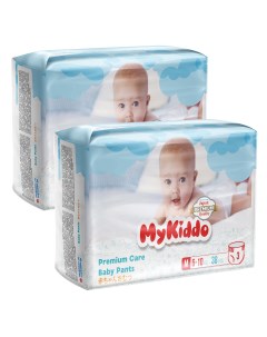 Подгузники трусики для детей Premium M 6 10 кг 76 шт 2 уп x 38 шт Mykiddo