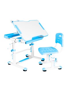 Комплект Litra детская парта стул выдвижной ящик и подставка белый голубой Anatomica