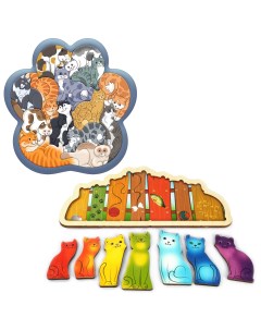 Набор Зоопазл Кошки Развивающая доска Разноцветные котята Нескучные игры