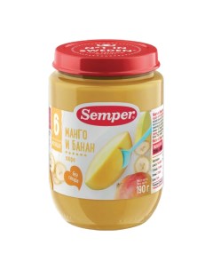 Пюре манго и банан без сахара с 6 месяцев 190 г Semper