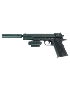 Игрушечный пистолет Shantou B01409 Colt 1911 пластик 6 мм ЛЦУ глушитель Shantou gepai