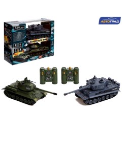Танковый бой Т34 vs Tiger на радиоуправлении 2 танка свет и звук Автоград
