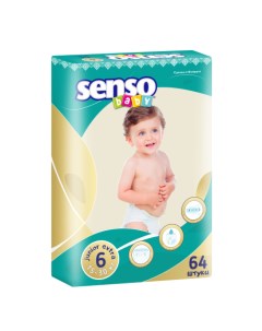 Подгузники размер 6 junior extra 15 30 кг 64 шт Senso baby