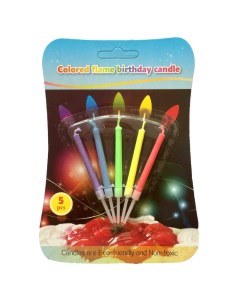 Свечи для торта неоновые цветные на ножке 6 см 5шт Flame colours