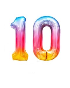 Комплект фольгированных шаров цифра десять 10 радужная 102 см 40 дюймов Magic balloon