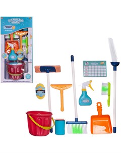 Игровой набор ABtoys Помогаю маме Генеральная уборка бордовое ведро 10 предметов Junfa toys