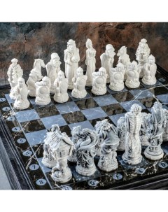 Фигуры шахматные Русские сказки комплект 32штх11см доска Сувениры из мраморной крошки