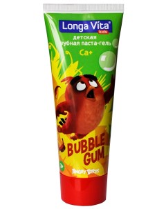 Детская зубная паста гель Angry Birds c от 3 х лет Bubble Gum 75 гр Лонга вита