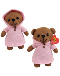 Мягкая игрушка Knitted Мишка вязаный 22 см в розовом платьице Abtoys