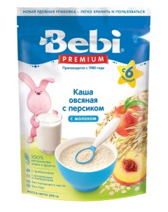 Каша Premium молочная овсяная с персиком с 6 месяцев zip пакет 200 г Bebi