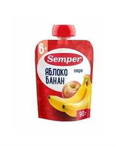 Пюре фруктовое Яблоко и банан с 6 мес 90 г 1 шт Semper