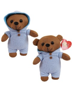 Мягкая игрушка Knitted Мишка вязаный 22 см в голубом комбинезончике Abtoys