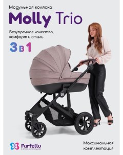 Коляска детская 3в1 модульная для новорожденных Molly Trio Бежевый Farfello