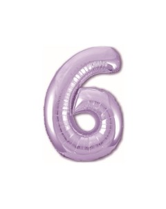 Шар фольгированный Agura Slim Пастельный фиолетовый Цифра 6 Miland